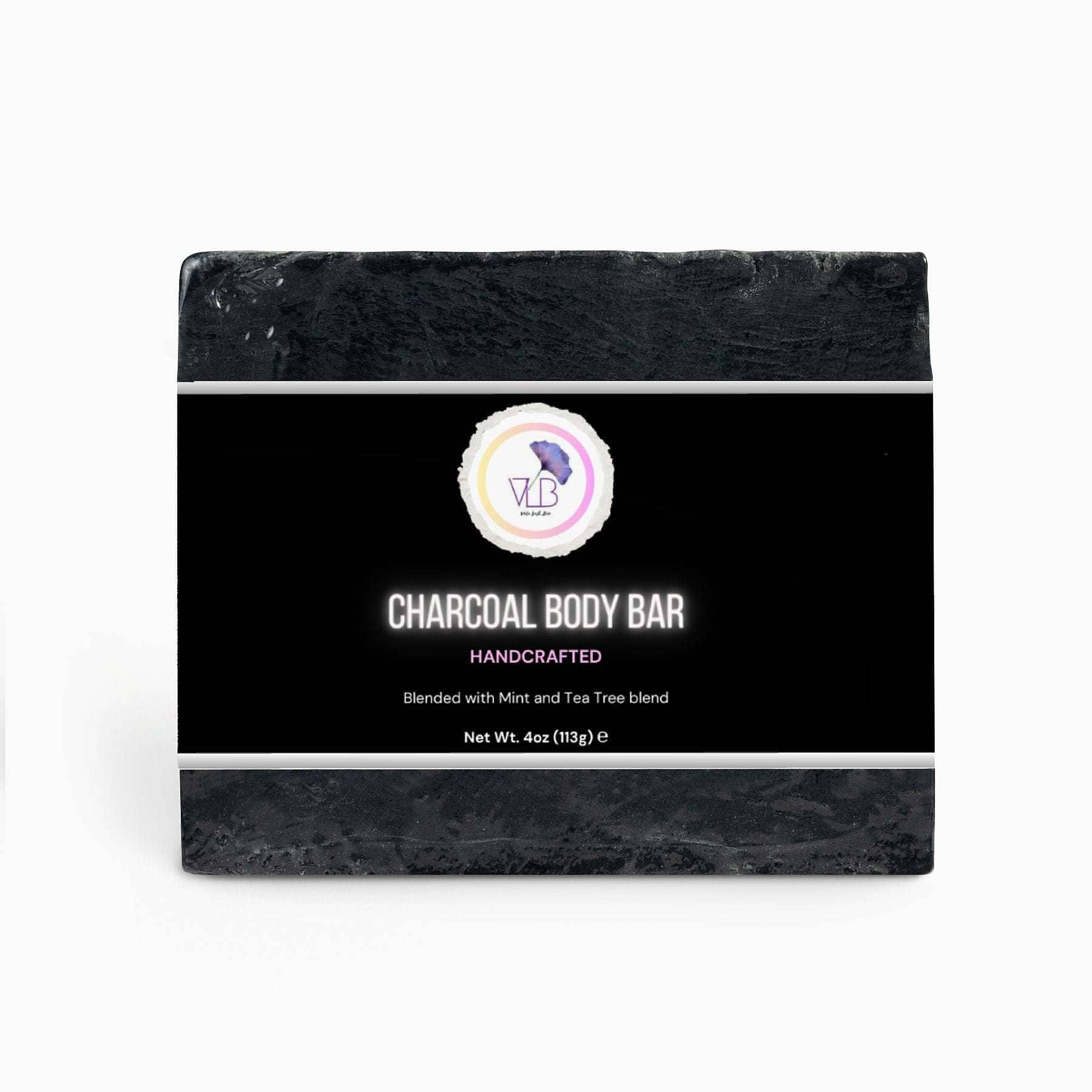 Handcrafted charcoal body bar soap with mint and tea tree blend for refreshing skin care