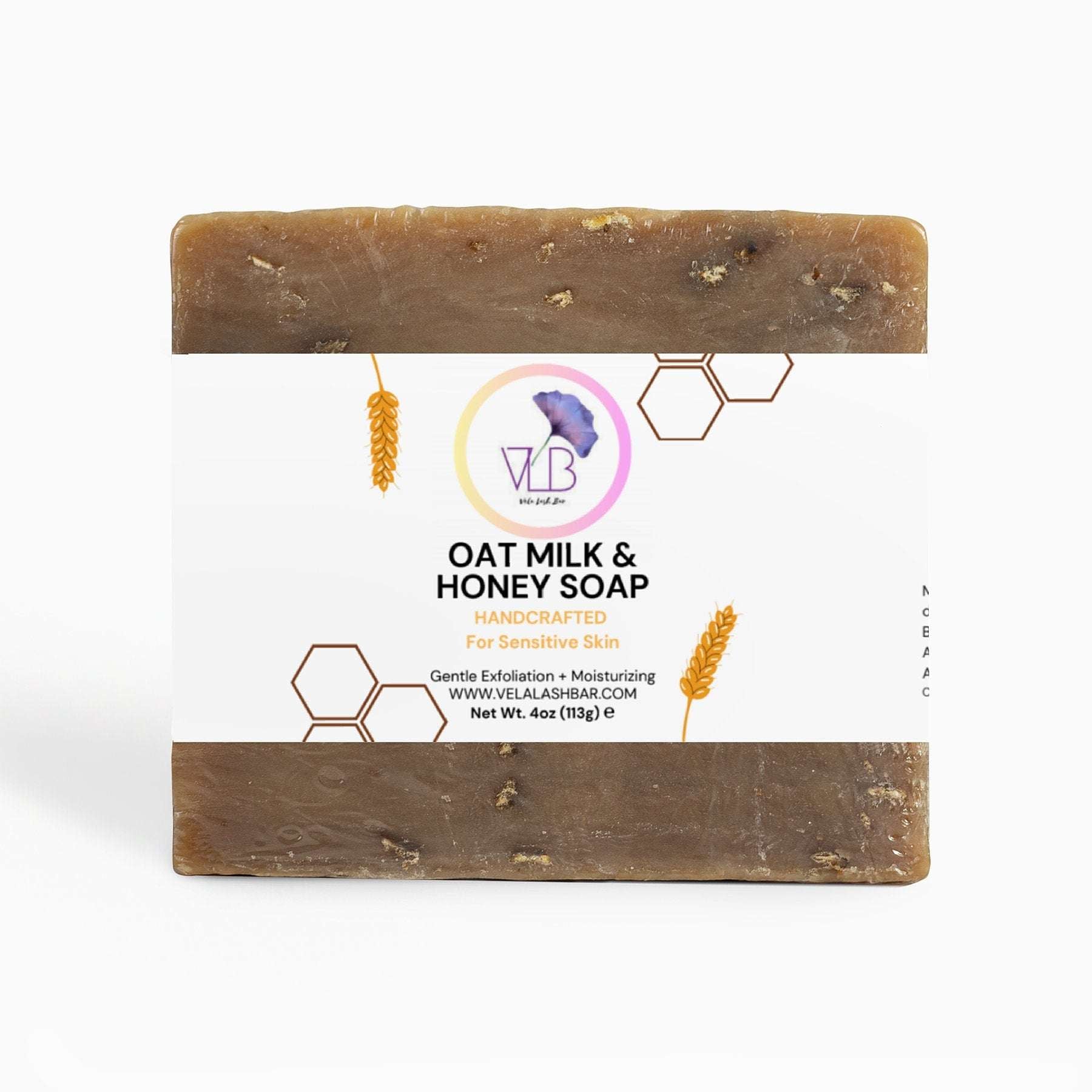 Vela Lash Bar oat milk and honey soap bar gentle soap for sensitive skin moisturizing exfoliation