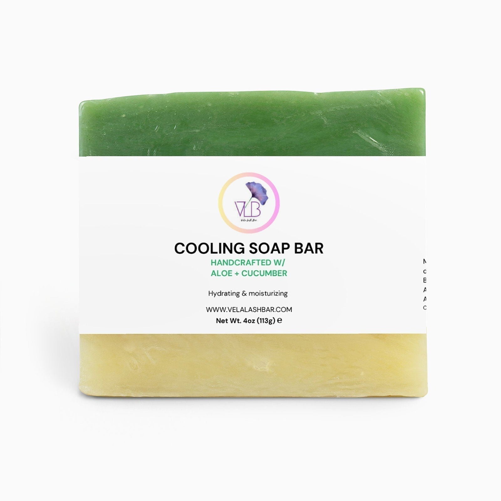 Vela Lash Bar handcrafted cooling soap bar with aloe and cucumber for hydrating moisturizing skin