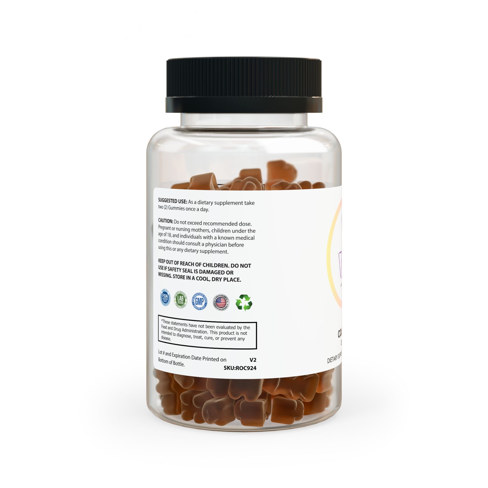 Vela Lash Bar bottle of best collagen supplements for beauty in gummy form with black lid