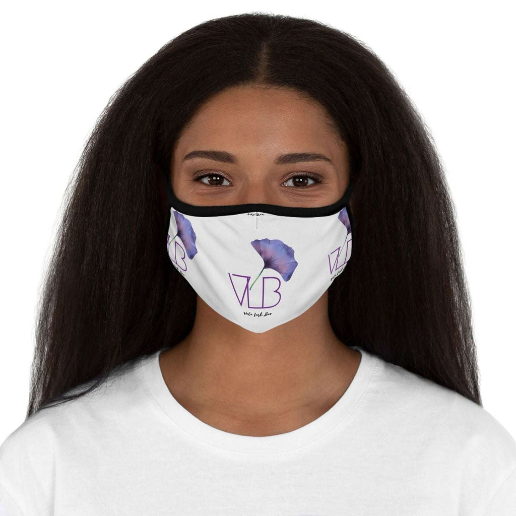 Vela Lash Bar comfortable face mask for beauty with purple floral design and black trim