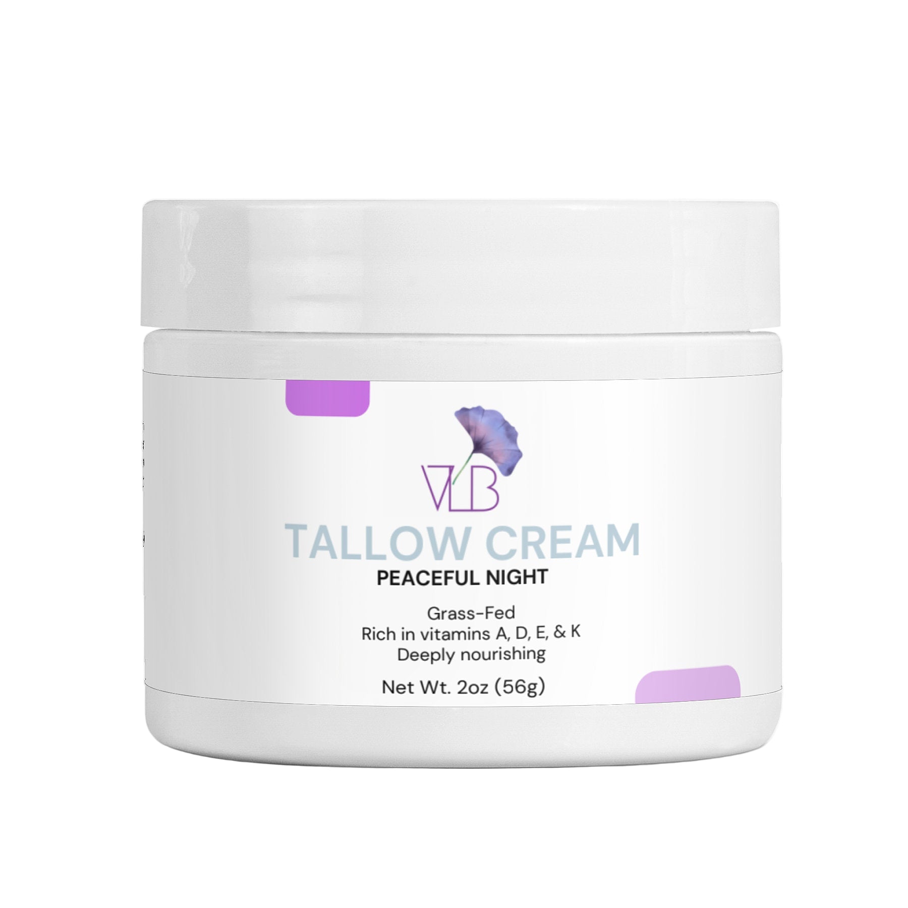 Vela Lash Bar Tallow Cream Peaceful Night for deep hydration skincare with vitamins A D E K